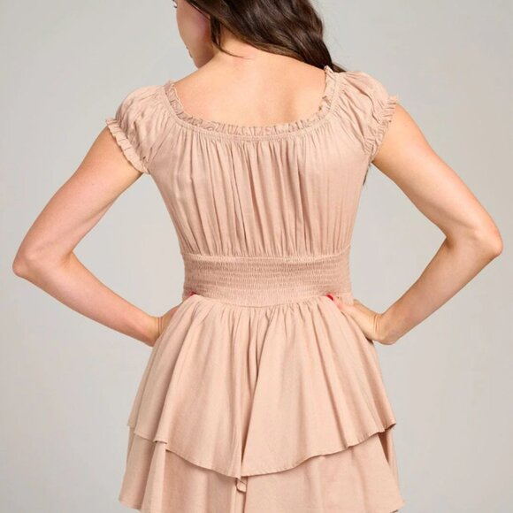 SHORT SLEEVE RUFFLE TIERED ROMPER - Picture 4 of 4